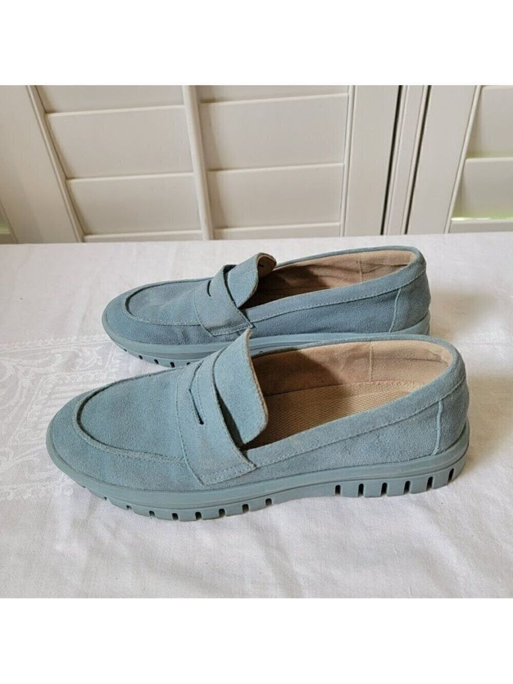 Blondo Waterproof Blue Suede Loafers - Size 7M - Picture 7 of 8